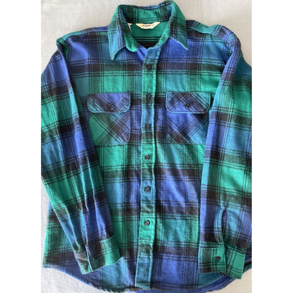 Vintage Trails End Mens Long Sleeve Shirt Tartan Print Large‎ Made In U.S.A